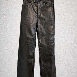 Sleek Black Leather Flare Pants